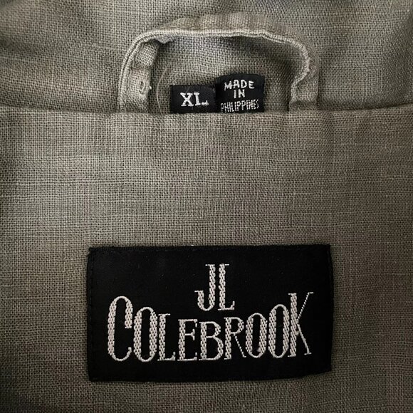 Vintage 90s JL Colebrook Olive Green Khaki Linen Field Jacket Chore Coat - Picture 9 of 9